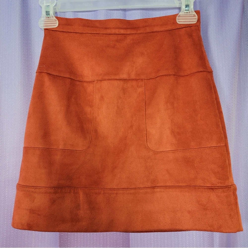 Bebe Orange Suede Skirt